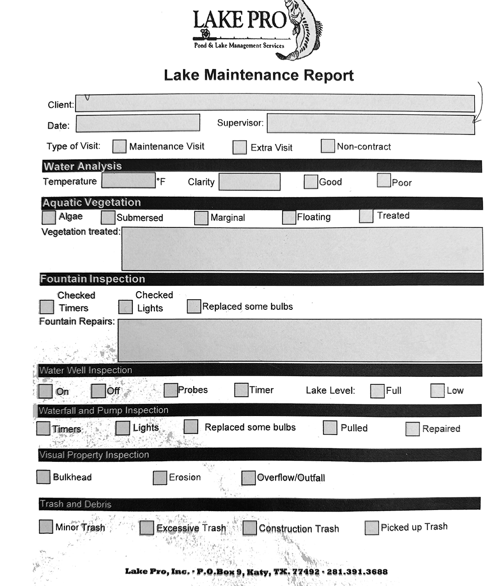 lake maintenance report